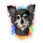 Chihuahua naturaalne värvimiskarikatuur akvarellipritsmetega fotodelt