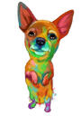Watercolor Pastel Full Body Chihuahua Cartoon Portrait Drawing Art