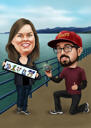 Proposal Engagement Couple Caricature from Photos