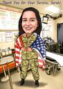 Weibliches Militär, das weggeht, Cartoon