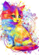 Solo+Cats+Watercolor+Portrait+in+Rainbow+Colors+from+Photos