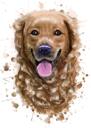Fotoğraftan Doğal Suluboyalarla Elle Çizilmiş Köpek Karikatür Portresi