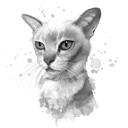 Cute+Cat+Caricature+Portrait+from+Photos+in+Black+and+White+Watercolor+Style