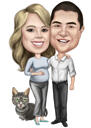 Couple Pregnant Exaggerated Cartoon Drawing for Expecting Baby Caricature Gift