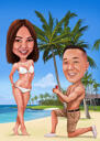 Couple Cartoon Portrait with Fireworks
