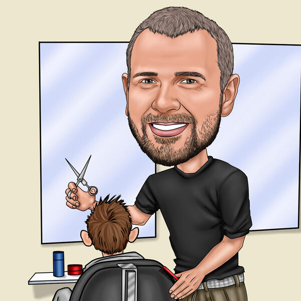 Caricatura de barbeiro: presente de cabeleireiro personalizado