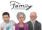 Ritratto realistico di famiglia caricaturale