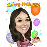 Happy 25th Birthday Anniversary - Person with Cake Caricature from Photos