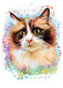 Retrato de gato persa desenhado à mão em estilo aquarela natural de fotos