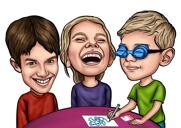 Karikatuurtekening van broers en zussen