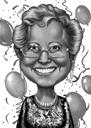 Caricatura della nonna in stile bianco e nero