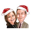 Mr and Mrs Claus Christmas Cartoon Portrait