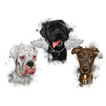 Disegno di gruppo di cani commemorativi