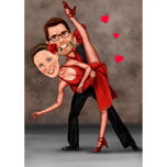 Karikatura páru tanečníků pro milovníky tance