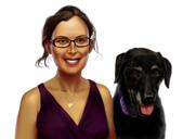 Īpašnieks ar mājdzīvnieku reālistisku portretu krāsainā digitālā stilā no fotoattēliem