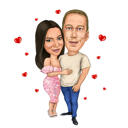 Caricature de couple pour la Saint-Valentin, style crayon