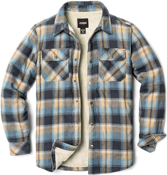 5. Pentru cei care merită o doză suplimentară de căldură- Jacheta de cămașă de cămașă cu flanelă în carouri pentru bărbați CQR-0