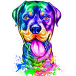 Rotveilera portrets varavīksnes akvareļa stilā no fotoattēla