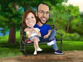 Portrait caricatural d'amis avec vue sur la nature