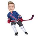 Hockey Cartoon Portrait on White Background