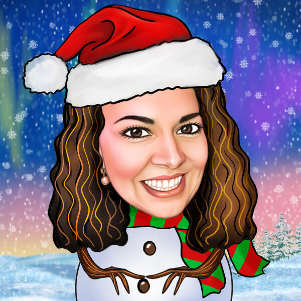 Santa Hat Snowman Caricature