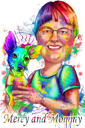 Person with Chihuahua Portrait in Watercolor Style from Photo
