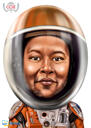 Astronaut Person Caricature Hand-Drawn from Photos on Custom Background