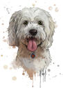 Portrét psa bišona v přírodním akvarelovém stylu