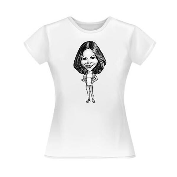 Person Funny Exaggerated Style Caricature from Photos for Custom Gift on T-shirt