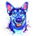 Portrait de chien aquarelle bleuâtre