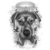 Pet Memorial Portrait from Photo in Graphite Watercolor Style