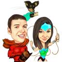 Caricatura di una famiglia di supereroi da una foto