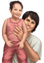 Портрет отца с малышом в цветном стиле по фото