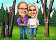 Caricature colorée: dessin de couple personnalisé
