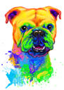 Regenbogen-Aquarell-Bulldoggen-Porträt von den Fotos