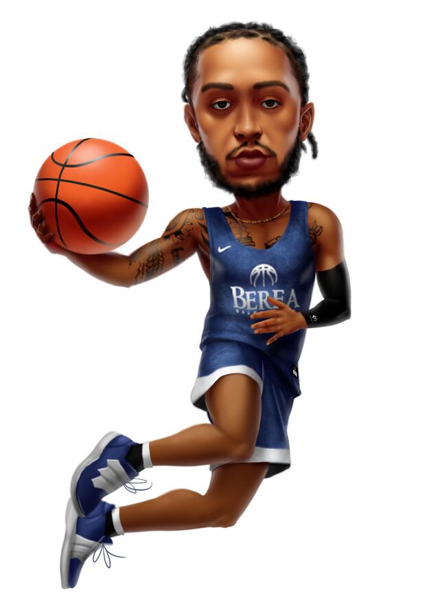 Basketball Caricature with Colored Background