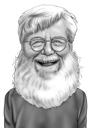 100th Years Anniversary Caricature Gift in Black and White Style
