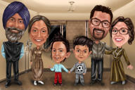 Karikatūra 5 cilvēku ģimene