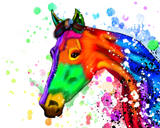Caballo salvaje en estilo acuarela pastel