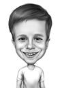 Карикатурный портрет мальчика с фотографии в черно-белом стиле