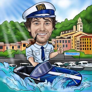 Police Officer Caricature: Custom Water Policeman Gift