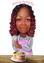 Lady Baker Caricature Portrait in Color Style from Photos