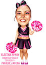 Girl Cheerleader Cartoon Caricature in Full Body Color Style from Photos