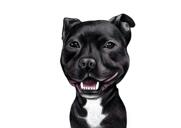 Staffordshire Bull Terrier tegneserieportræt i farvestil fra foto