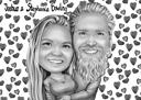 Couple+Showing+Hand+Heart+Caricature+in+Black+and+White+Style