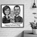 Ritratto di coppia con bambino da foto con sfondo bianco stampato su poster