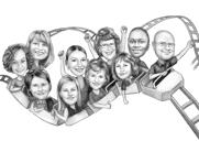 Rutsjebane-familiekarikatur fra Fotos
