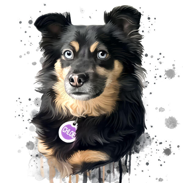 Caricature de chien à l'aquarelle d'après photo