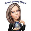 Kvindelig magisk karikaturtegning i farvestil fra foto