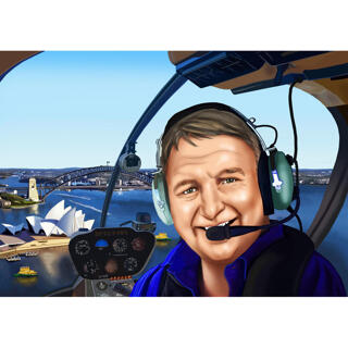 Pilot in Aircraft Caricature from Photos